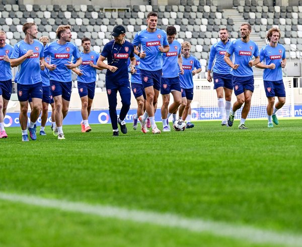 Trénink české fotbalové reprezentace.