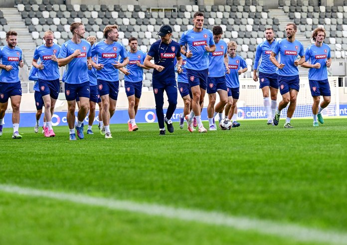 Trénink české fotbalové reprezentace.