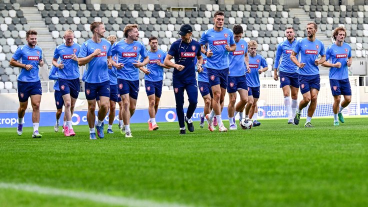 Trénink české fotbalové reprezentace.