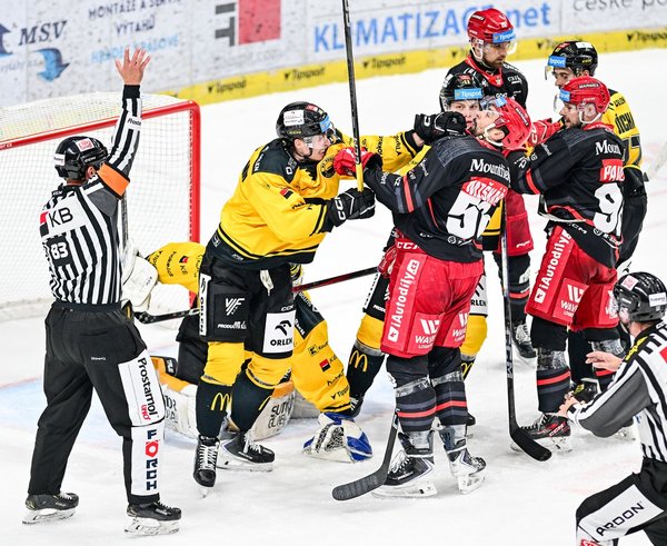 Potyčka mezi hráči Mountfieldu a Litvínova