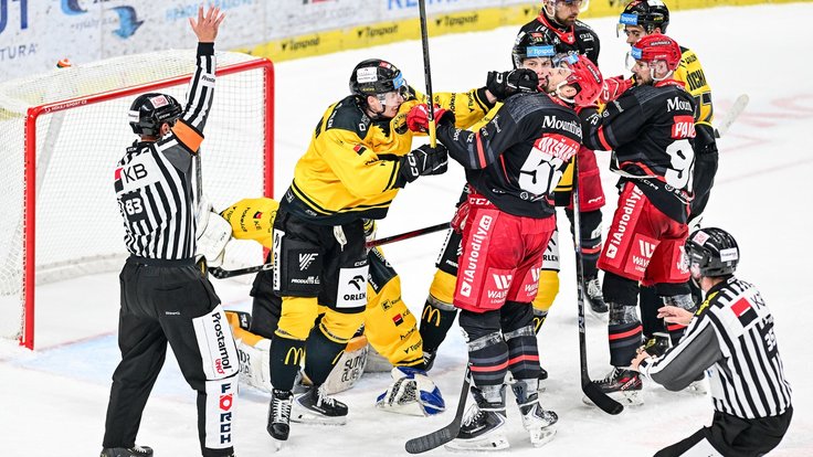 Potyčka mezi hráči Mountfieldu a Litvínova