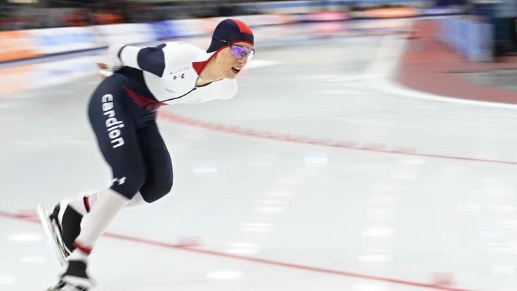 Metoděj Jílek při závodě na 5000 metrů.
