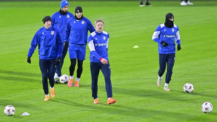 Fotbalisté Plzně na tréninku před utkáním s Freiburgem.