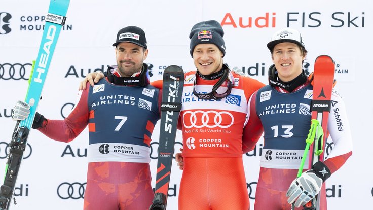 Stupně vítězů po závodě Super-G v USA.