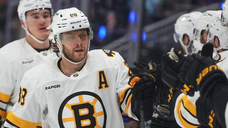 David Pastrňák v utkání se Seattlem