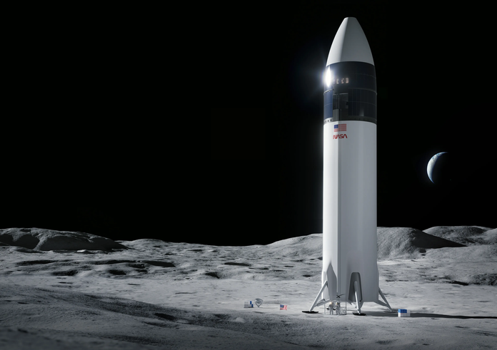 Vizualizace mise Artemis III při přistání na Měsíci