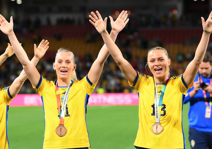 Švédské fotbalistky s bronzovými medailemi