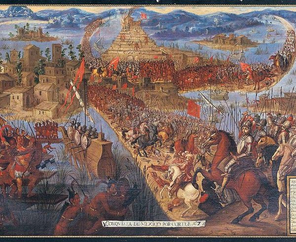 Vyobrazení dobývání Tenochtitlánu