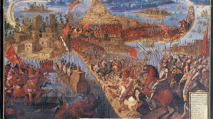 Vyobrazení dobývání Tenochtitlánu