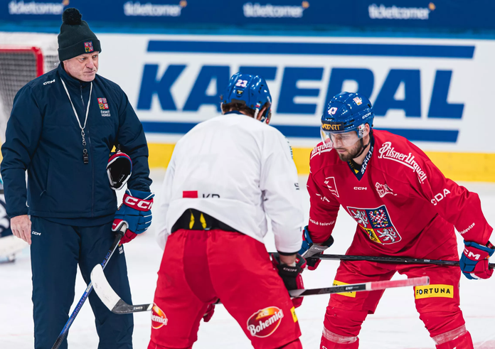 Čeští hráči během tréninku